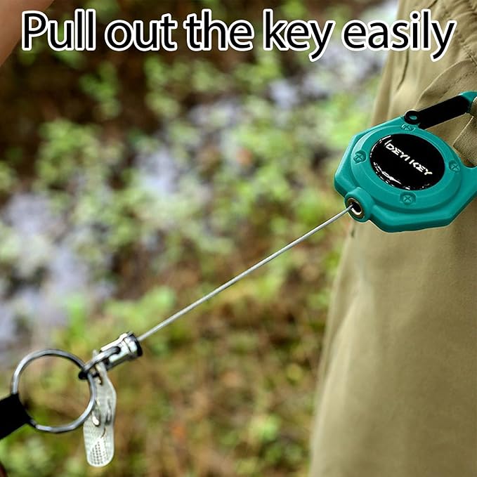 Retractable Keychain Heavy Duty, Multitool Carabiner Badge Holder, Retractable Keychain Clip Id Holder, Tactical ID Badge Reel with 29.5" Steel Retractable Cord, 2Pack White