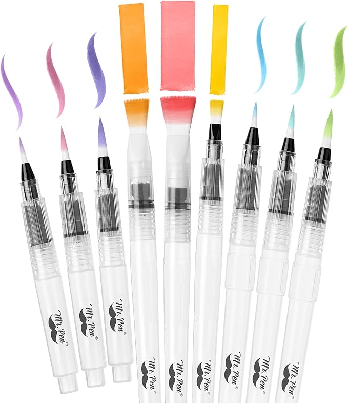 Mr. Pen- Watercolor Brush Pens, 9 pcs, Watercolor Brushes Set, Watercolor Pens for Adults, Water Brush Pen, Water Color Pens, Watercolor Brush Set, Refillable Brush Pen, Water Brushes for Watercolor