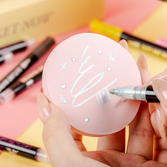 Mr. Pen- Double Line Outline Markers, 24 Colors, Shimmer Markers Outline Double Line, Metallic Outline Markers Self-Outline Metallic Markers, Outline Pens, Outline Marker, Outline Markers for Drawing