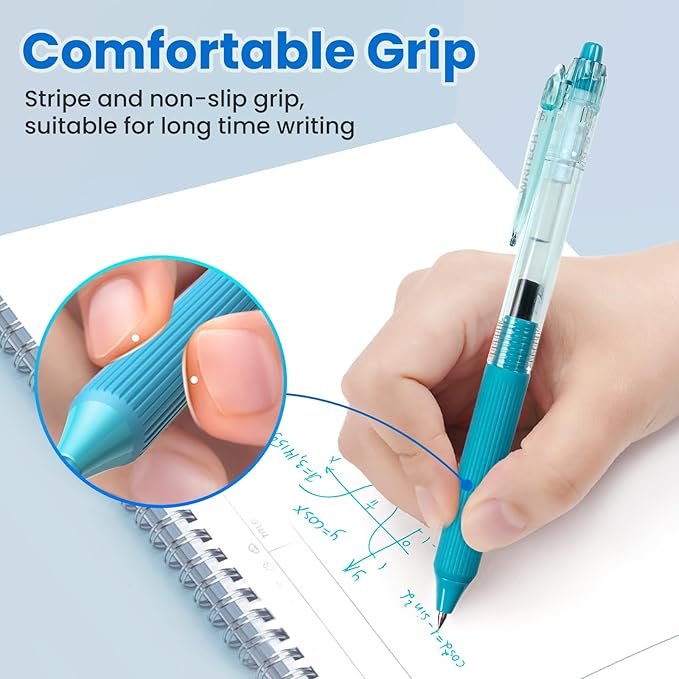 WRITECH Gel Pens Fine Point: 0.5mm Multicolor Ink Retractable 8ct Smooth Writing No Smear for Journaling Drawing Note Taking Silent Click Assorted Colored Pen Set 8ct Juice color