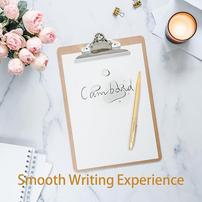 Cambond Ballpoint Pens Gold Pen - Nice Pens for Wedding Guest Book Fancy Pens for Gift Smooth Writing Pens with Black Ink 1.0mm Medium Point, 3 Pens with 3 Refills (Gold)