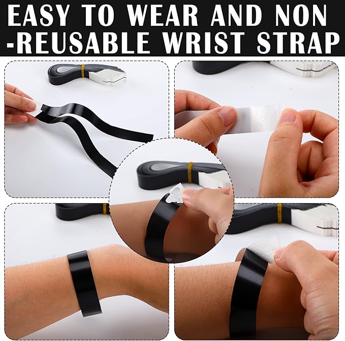 600 Packs Paper Wristbands for Events Neon Party Wristbands Colored Waterproof Paper Club Arm Bands Lightweight Identification for Concert Bar Entrance Admission(Black)