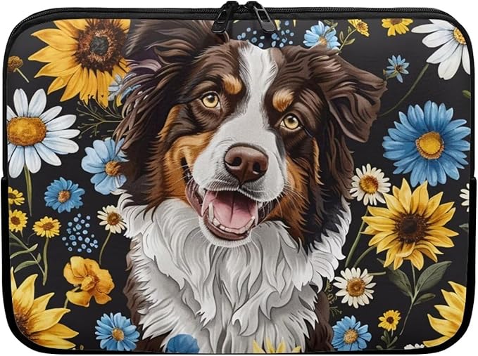 Bernese Mountain Dog Printed Computer Bags for Laptops, Sunflower Daisy Printed 13 Inch Laptop Bag Laptop Briefcase Travel Case for Women Men Teens, Compatible with Most Laptops
