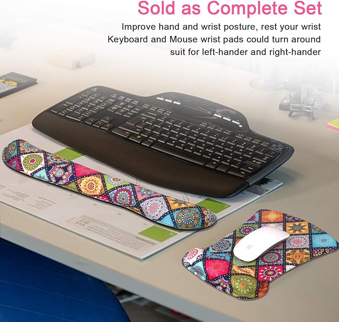 iCasso Keyboard Wrist Rest and Mouse Wrist Rest Pad, Made of Memory Foam, Ergonomic Support, Easy Typing and Relieve Wrist Pain, Perfect for Gaming, Computer, Office, Laptop - Argyll