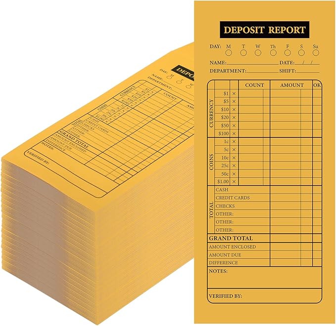 Qilery 1000 Pieces Cash Drop Envelopes Bulk Cashier Deposit Envelopes Budgeting Planning 4 1/8'' x 9 1/2'' Bank Envelopes for Cash, Small Business, Retailers Restaurants Kraft(Yellow)