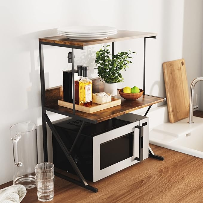 Printer StandAboxoo Printer Stand for Desk, Desktop Printer Shelf Large Printer Stands 3 Tiers Multi-Purpose Desk Office Organization Shelves for Home Office Printer Fax Book, Rustic Brown