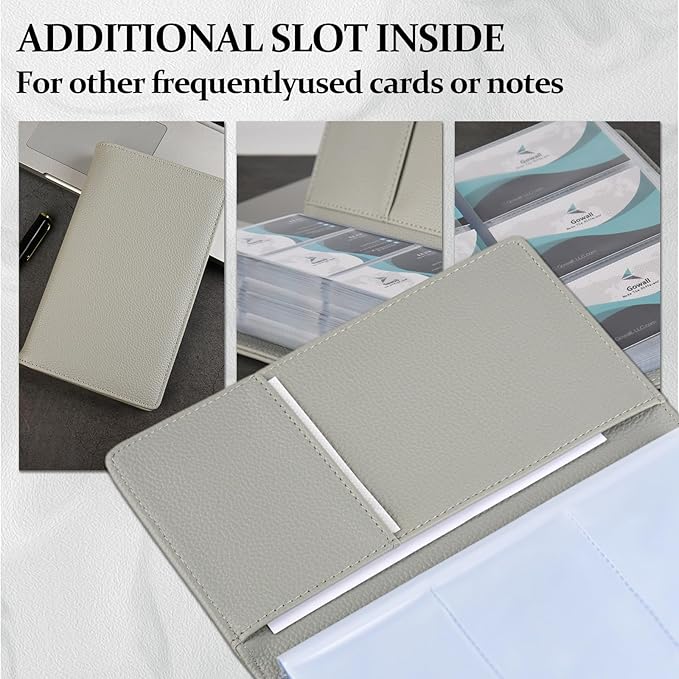 300 Card Capacity Leather Business Card Book Holder Organizer, Card Binder Professional PU Name Card Credit Cards Booklet (Multiple Colors Optional)