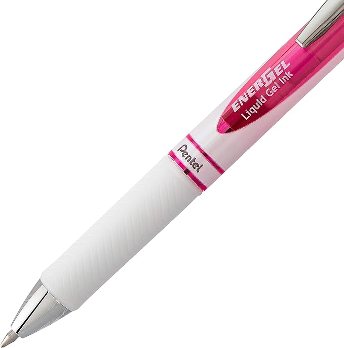 Pentel Pink BCA EnerGel Pearl RTX Retractable Gel Pen, 0.7mm (BL77WBP2PP)