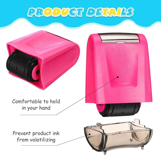 Sherr 2 Handwriting Line Stamp Roller Dashed Handwriting Lines Practice Roller Stamp for Kids, Teachers Kindergarten Education Classroom Back to School Need(2.72 x 2.44 x 1.54 Inch,Green, Pink)