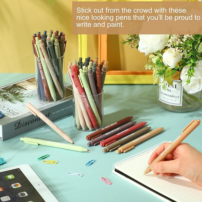 50 Pcs Gel Ink Pens Motivational Inspirational Quote Pen Retractable Rolling Ball Smooth Writing for Coworkers Supplies Office Home(Morandi Color,Inspirational)