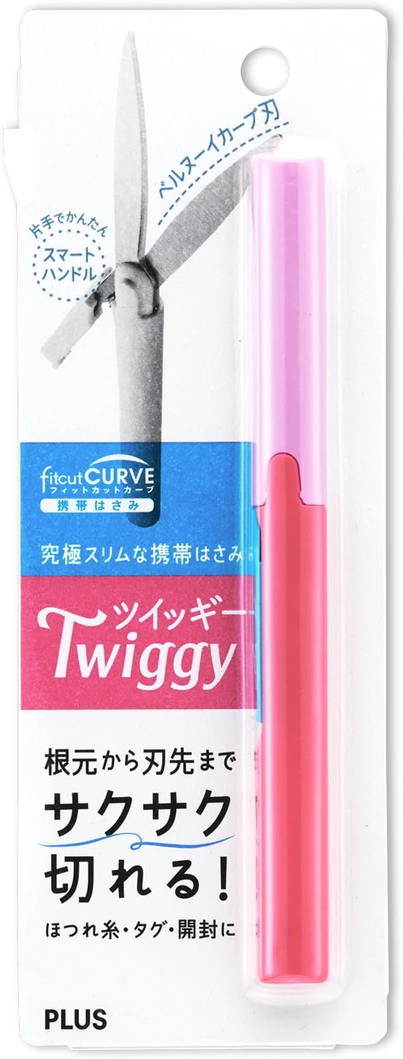 Plus 34-576 Scissors, Portable Fit, Cut Curve, Twiggy, Pink, Slim Shape