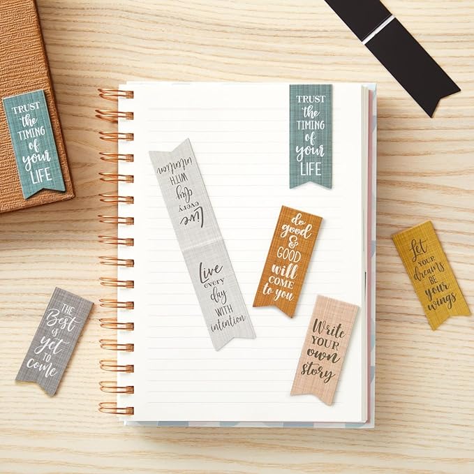 Paper Junkie 36-Pack Inspirational Magnetic Bookmarks for Women with Motivational Quotes, Bulk Magnet Page Clips for Students, Teachers, Office, Reading, 6 Designs (2.5x1 in)