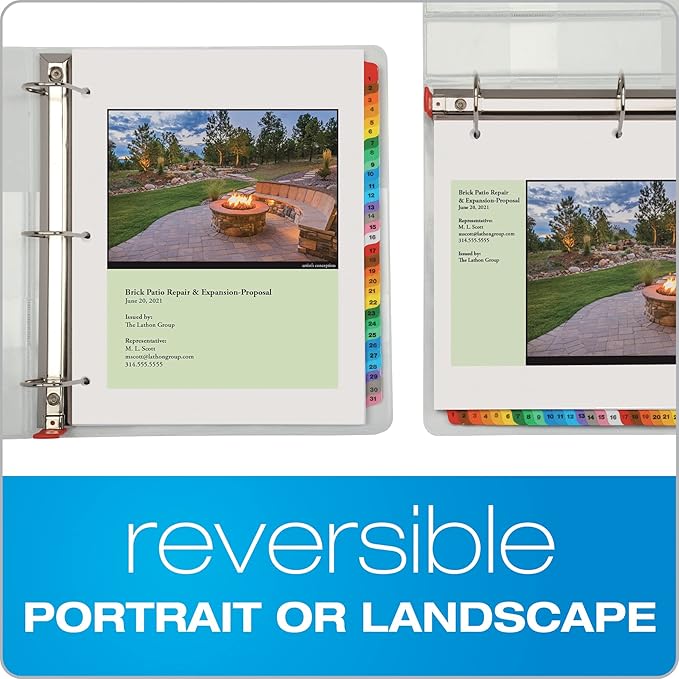 Oxford OneStep Binder Dividers, Dividers for 3 Ring Binder,Durable 31 Tab Daily Divider Sets, Numbered 1–31, Customizable Table of Contents, Reversible Multicolor Tabs, 3 Sets (89402)