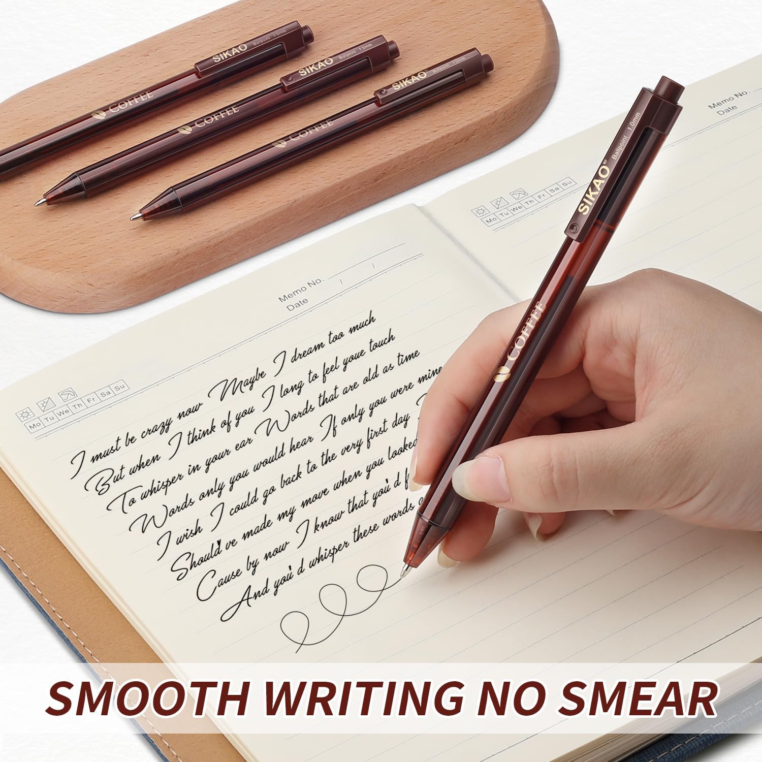 Pens Bulk, Coffee 60Pack Ballpoint Pens for Smooth Writing No Smear, Black Ink Medium Point 1.0mm, Retractable Click Ball Point Pens, School Office Supplies (Black ink)