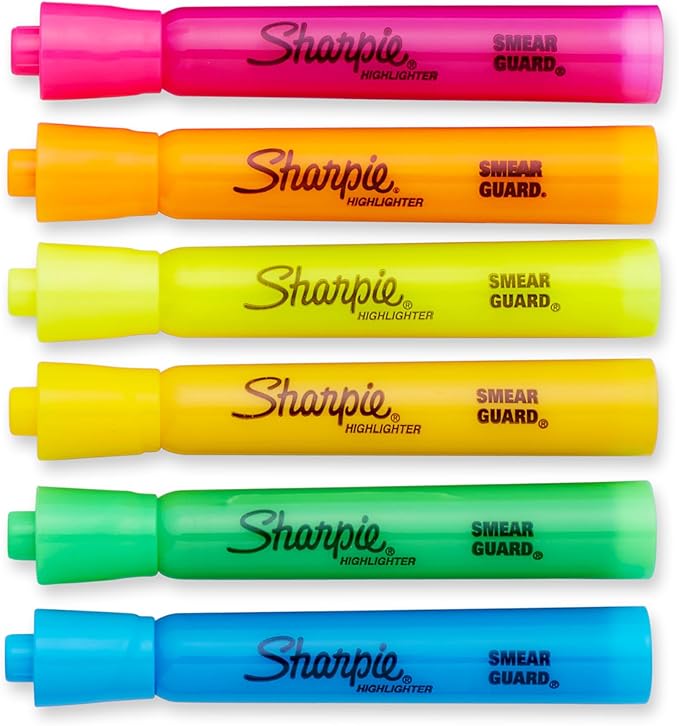 Sharpie Tank Style Highlighters, Chisel Tip, Assorted, Box of 12