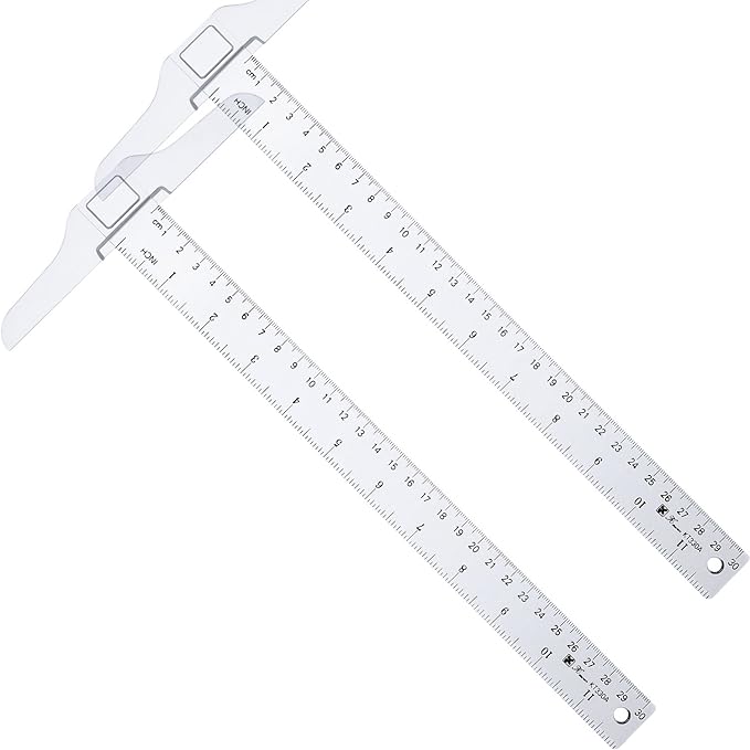 Pangda 12 Inch/ 30 cm Junior T-Square Plastic Transparent T-Ruler for Drafting and General Layout Work (2)