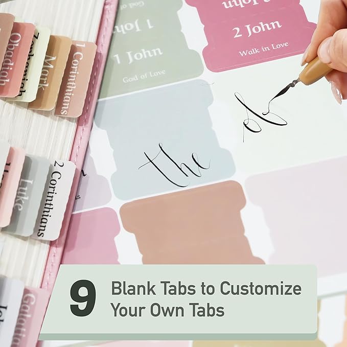 Bible Tabs for Study Bible, New & Old Testament Tabs Matte Laminated Bible Book Tabs Bible Journaling Supplies for Women(Large Print, Easy to Read) (Boho)