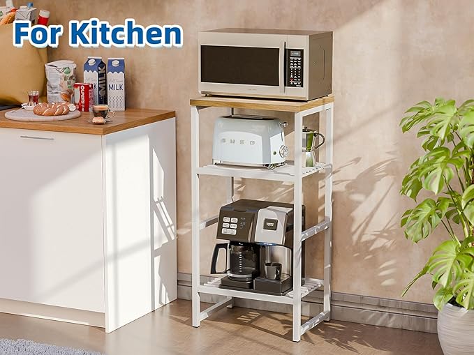 3-Tier Heavy-Duty Printer Stand – Multi-Functional Office Organizer with Wood Top, Perfect for Desk Underneath Storage,White with Burlywood Board