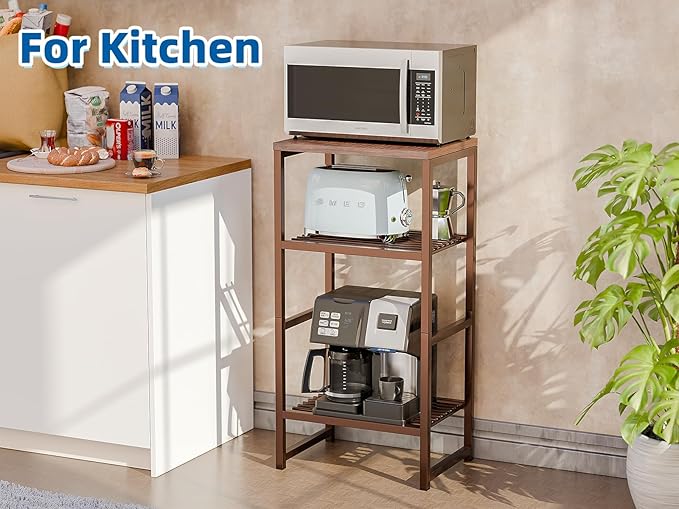 Printer Stand Holder 3 Tier - Heavy Duty Metal Shelving Unit for Under Desk Printer Storage Office Organizer, Industrial Printer Side Table with Wood Desktop for Scanner Fax Machine