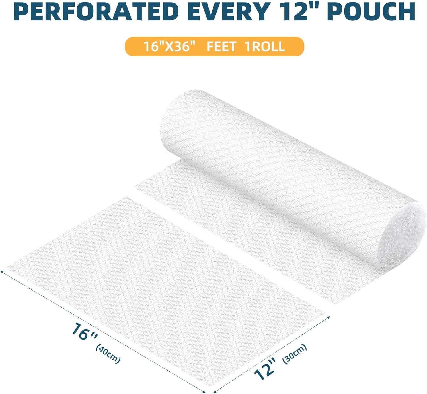 Metronic Bubble Cushioning Wrap 16 Inch x 36 FT, Dense Bubble Packing Air Wrap Clear Bubble Packing Roll for Shipping and Moving Supplies, Perforated Every 12"