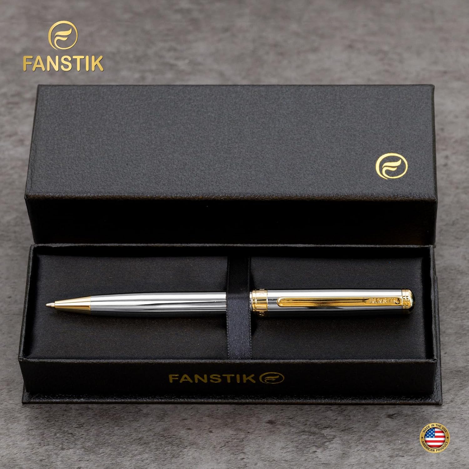 Silver&Gold Luxury ballpoint Pen (Made In USA) fancy gift set for women, Real 24K Gold Plating, Professional executive pen gift set for men (Lux BallPoint Silver-Gold)