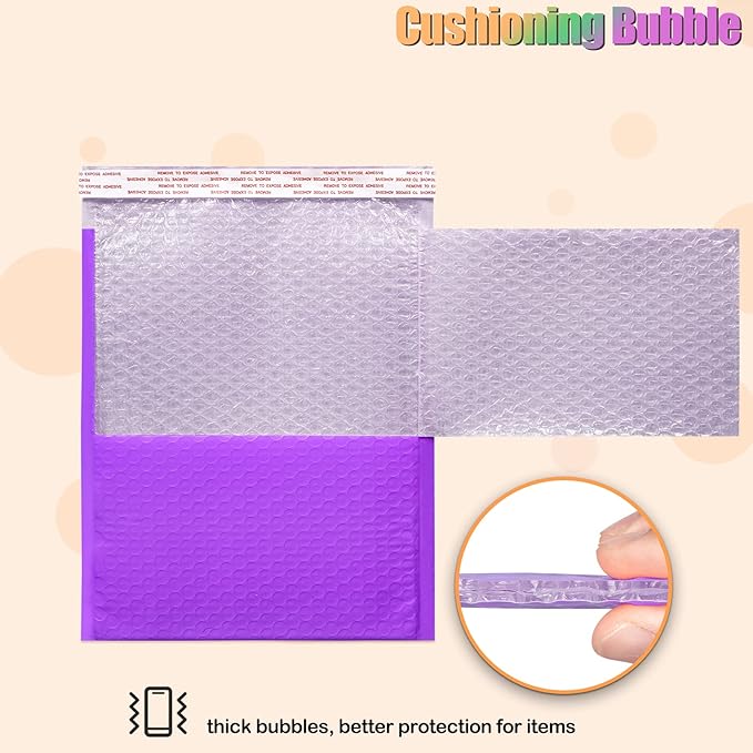 8.5 x 12 Inch Bubble Mailers, 30 Pack Self-Seal Poly Padded Envelope, Waterproof Shipping Bags for Small Business, Purple