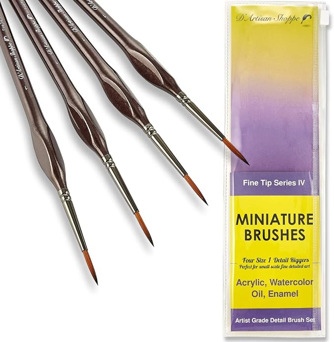 Rigger Brush Watercolor. Liner Brushes for Painting. Script Liner Brush 4pc Size 1 Precision Paint Brush Set. Artist Pinstriping Warhammer 40K Brushes for Acrylic Painting