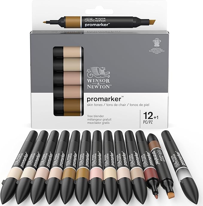 Winsor & Newton ProMarker Set, 12 Count, Skin Tones