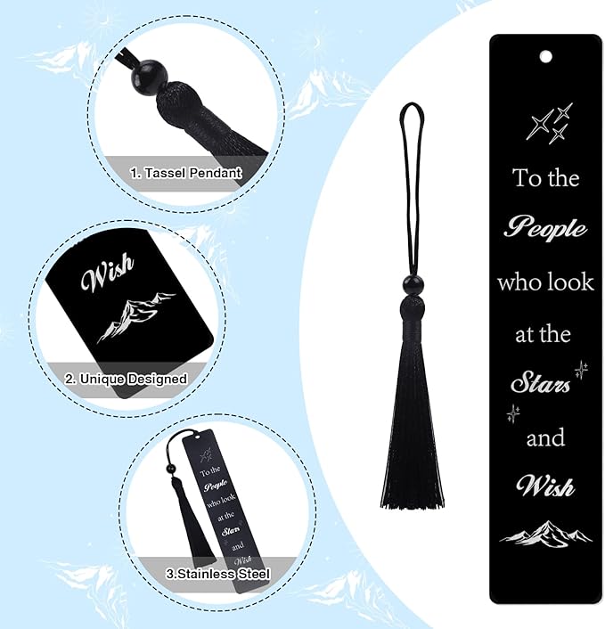 Fantasy Metal Bookmark Gift - 2Pcs Pretty Bookmarks with Tassels for Women Cool Star Book Marks Gifts for Men Motivational Book Mark for Book Lovers Teacher Bookmarks Appreciation Gifts