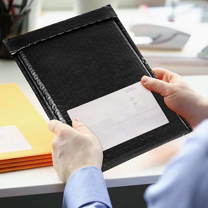 8.5 x 12 Inch Bubble Mailers, 30 Pack Self-Seal Poly Padded Envelope, Waterproof Shipping Bags for Small Business, Black
