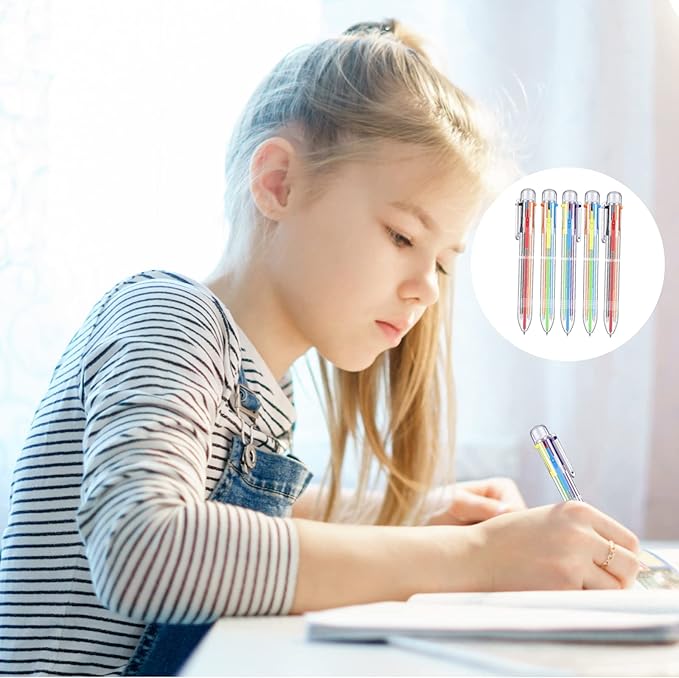 50 Pcs 6 in 1 Multicolor Ballpoint Pen Bulk 0.5 mm 6 Color Retractable Ballpoint Pen Colorful Ink Pen Party Favors Rainbow Pen Gel Ink Nurse Pens for Office School Students (50)