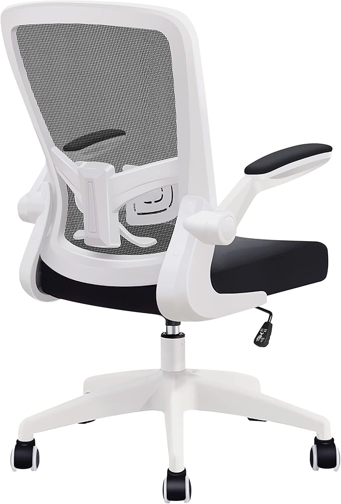 FelixKing Office Chair, Ergonomic Desk Chair with Adjustable Height and Lumbar Support Swivel Game Chair Desk Computer Chair with Flip up Armrests for Conference Room (White)