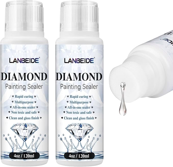 LANBEIDE 2 Pack 240ML Diamond Painting Sealer, 5D Diamond Painting Art Glue Permanent Hold & Shine Effect Sealer for Diamond Painting and Puzzles