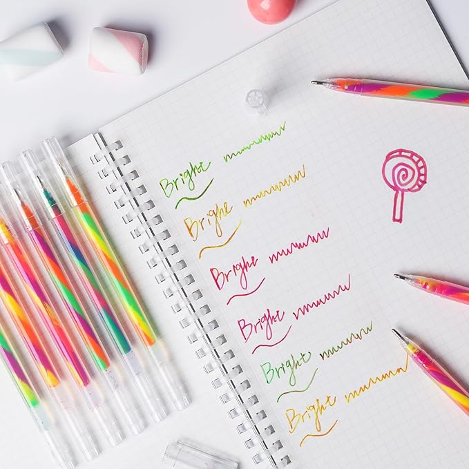 12 Pack Mixing of 3 Colors Rainbow Gel Pens Color Changing Ballpoint Pen Neon Pens Set for Adults Coloring Books Drawing Doodling Anime Scrapbooking Notes