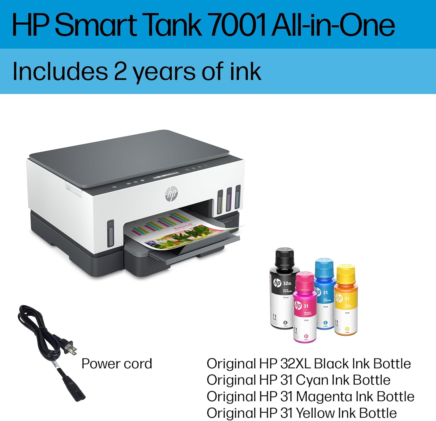 HP Smart Tank 7001 Wireless All-in-One Ink Tank Printer with up to 2 years of ink included (28B49A)