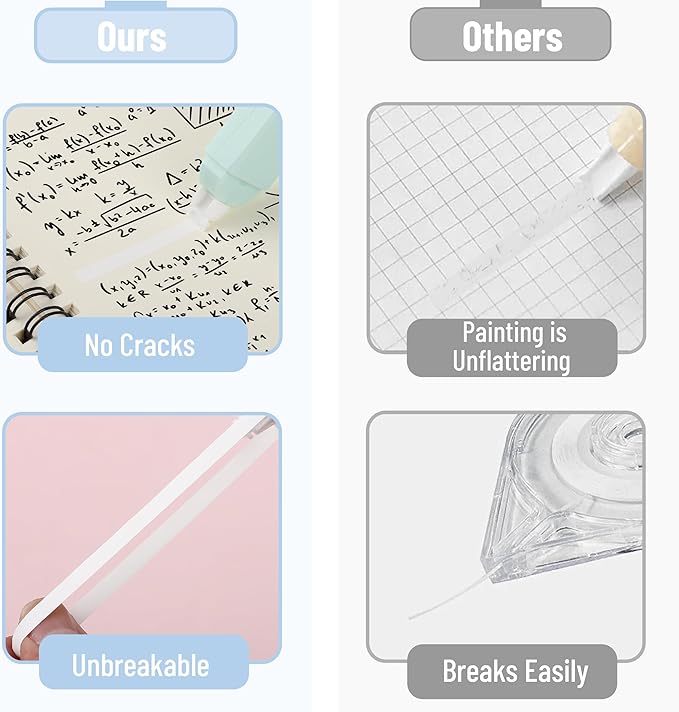 Mr. Pen- Aesthetic Correction Tape, 0.2" x 197", 12 pcs, Pastel Colors, Cute Correction Tape