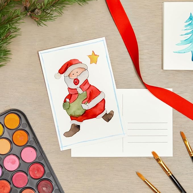 Paper Junkie 50 Pack Watercolor Postcards Blank, Bulk 4x6 Inch Cards to Paint, for Art, DIY (White, 300gsm Cardstock)