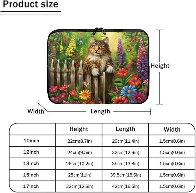Cats Flower Printed Laptop Briefcase for Women Men, Waterproof 13 Inch Laptop Bag Messenger Bag Lightweight Laptop Case for Office Business Traveling Daily Use, Gift for Father