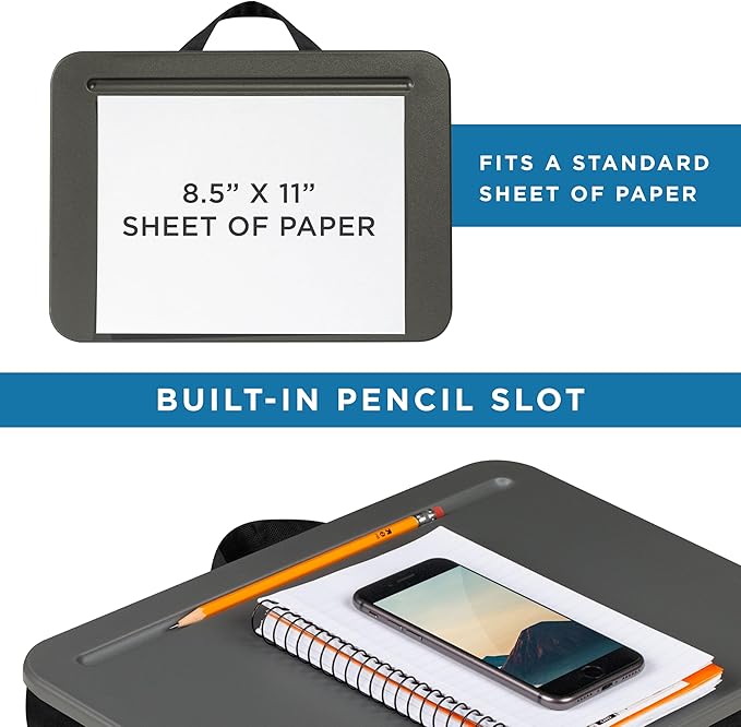 LAPGEAR Compact Lap Desk - Charcoal - Fits up to 15 Inch Laptops - Style No. 43105