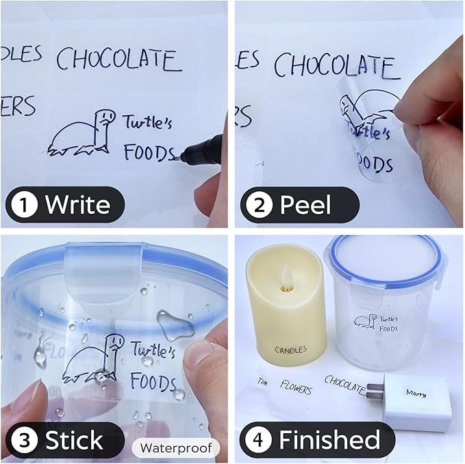 170Pcs Clear Removable Labels for Jars,for Storage Bins,for Food Containers with 2 Liquid Chalk Marker(Transparent)