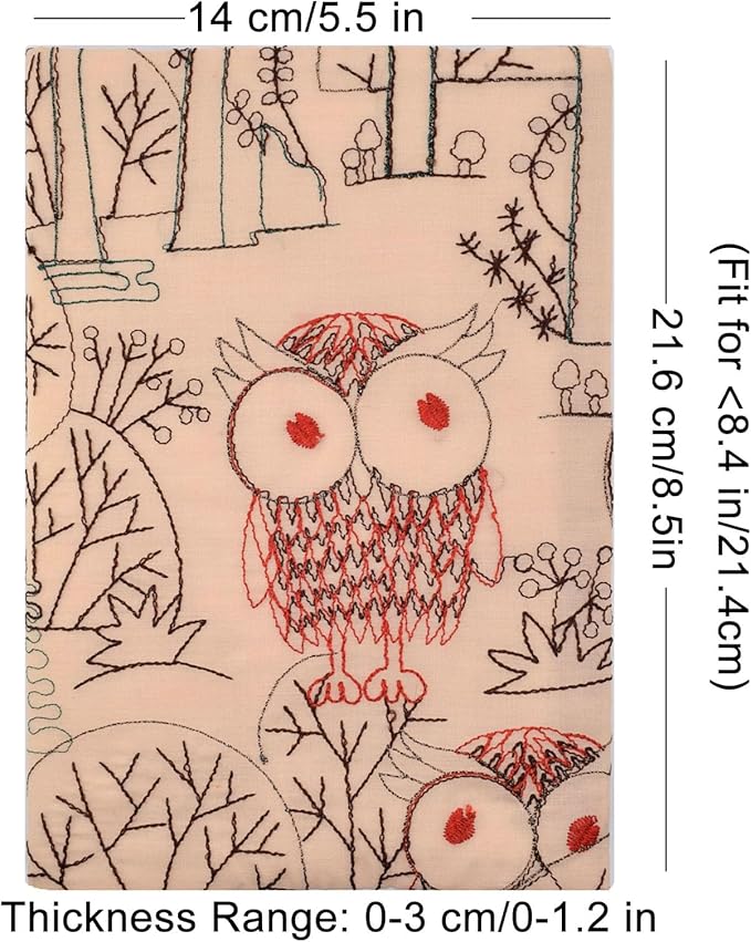 BLBMH Book Covers for Paperbacks Fit for 5.5x8.4 inch Adjustable Book Sleeve Cover for A5 Books Soft Cloth Protector for Notebook Journal - Owl