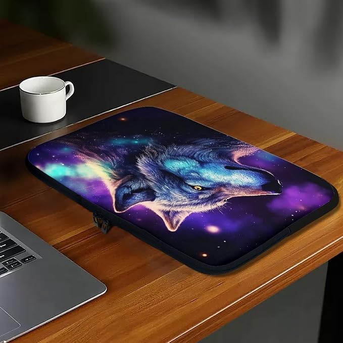 Wolf Printed Laptop Briefcase for Women Men, Waterproof Laptop Case Bag Laptop Case for 10 Inch, Lightweight Computer Carrying Cover with Zipper for Office Business Traveling