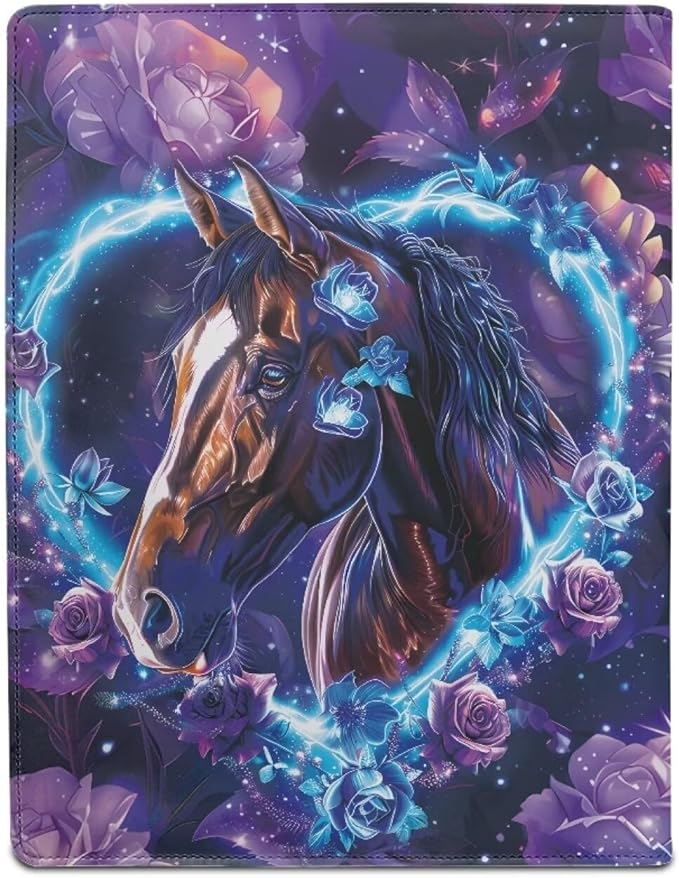 Cozeyat Heart Shape Horse Padfolio for Women Binder Portfolio Folder, PU Leather Folder A4 Conference Pad Document Organizer Notepad Holder