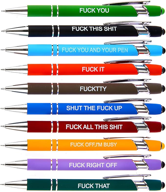 10PCS Funny Multicolored Ballpoint Pens with Complaining Quotes and Touch Screen Function Office Gifts Negative Passive Ballpoint Pens