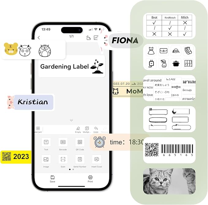 NIIMBOT Thermal Transfer Labels, Only for B18 Label Maker, Durable PET Material, Waterproof and High-Temperature Resistance, Long Storage Time (0.51''×1.77''-Clear Gardening)