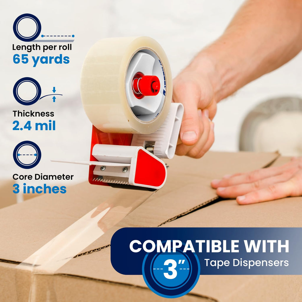 6 Rolls | 2.4 mil Clear | 65 Yards Each (390 Yards Total) | 2" Premium Packing Tape Heavy Duty Packaging Tape for Shipping Moving Stronger Thicker