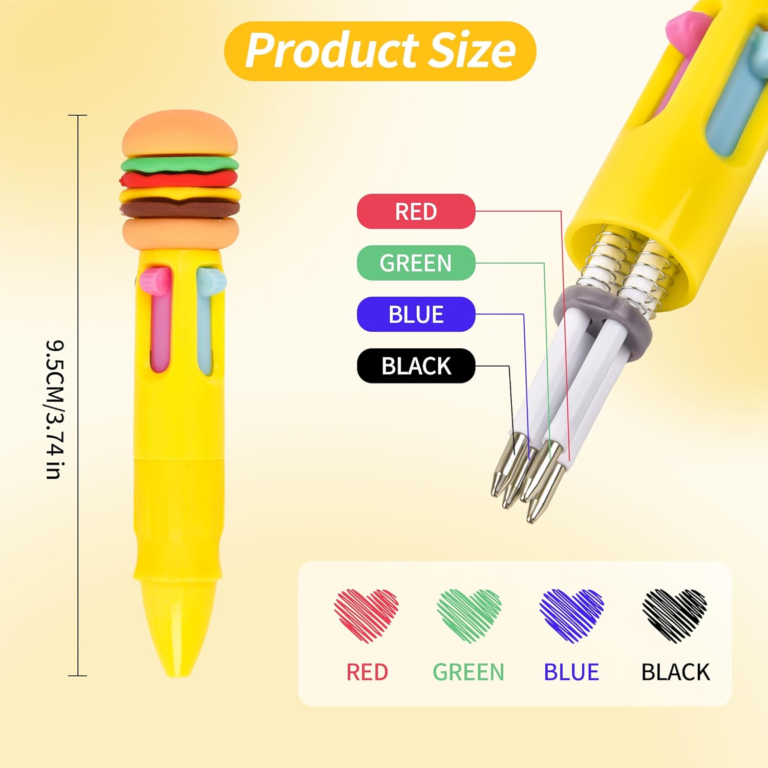LiYiQ 50 PCS Multicolor Pen in One Fun 4-in-1 Cute Pens Bulk Kawaii Cool Ballpoint Pens for Kids Fun Gifts