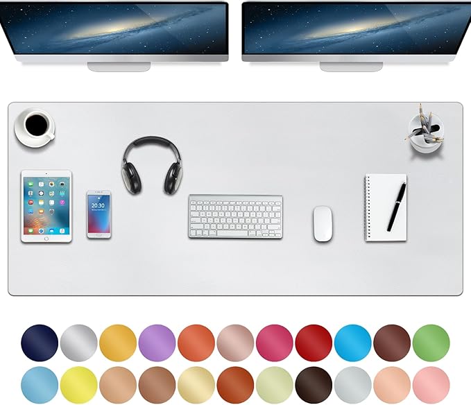 Boutilon Leather Desk Pad,47"x 24"XXX Large Business Desk Pad,Waterproof Student Study Desk Mat Protector Writing Pad for Keyboard and Mouse in Home Office Accessories(XXXL-White)