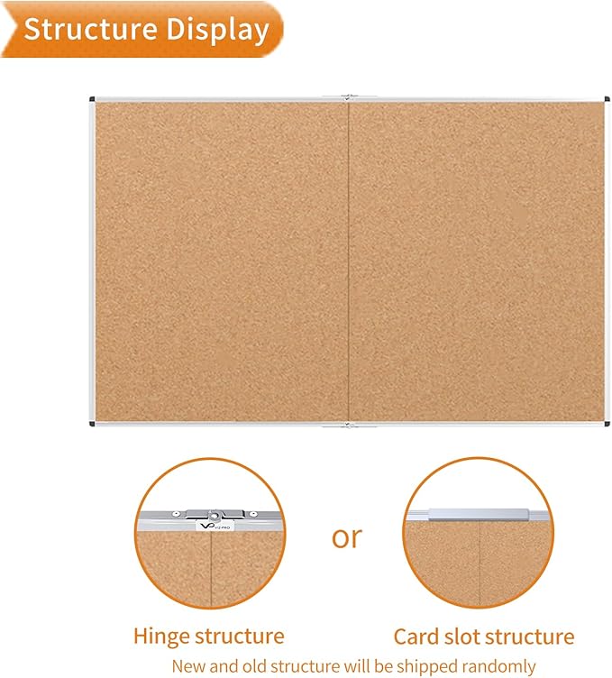 VIZ-PRO Large Cork Bulletin Board/Foldable Noticeboard, 60 X 48 Inches, Silver Aluminium Frame
