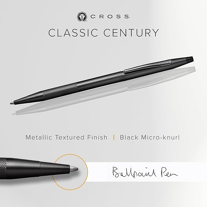 Cross Classic Century Refillable Ballpoint Pen, Medium Ballpen, Includes Premium Gift Box - Black Micro-Knurl